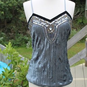 Lily White Velvet Sequin Top
